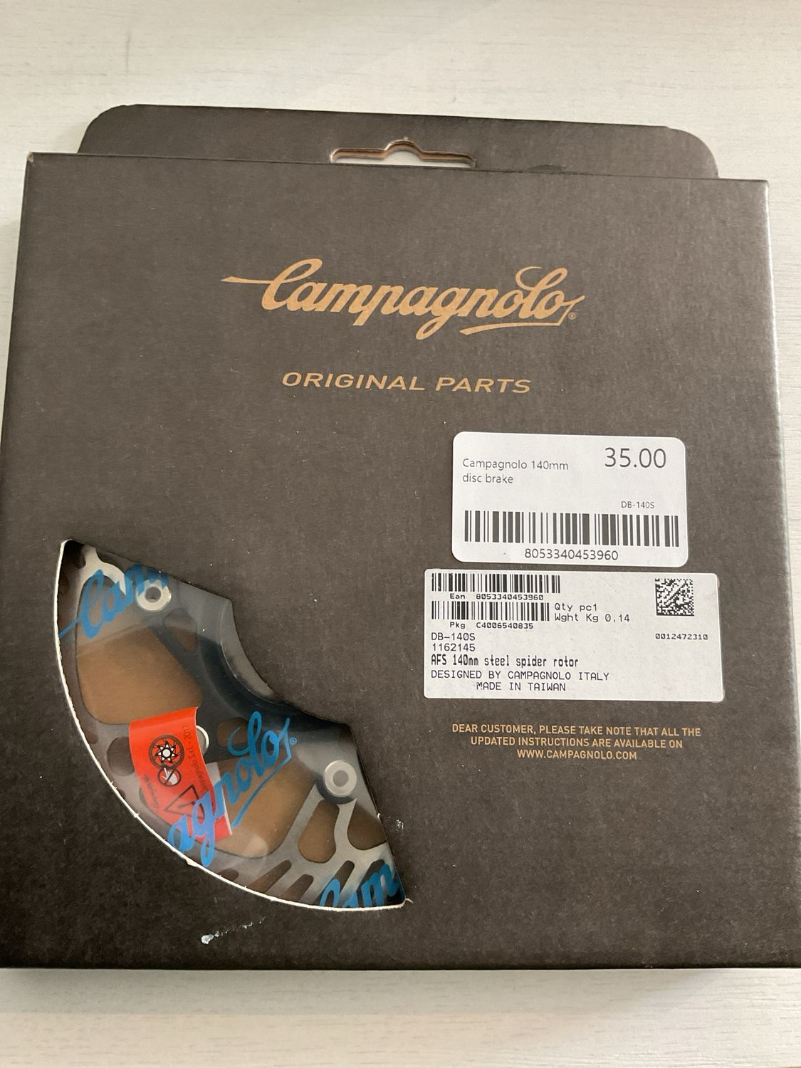 Campagnolo AFS 140mm STEEL SPIDER ROTOR disc brake
