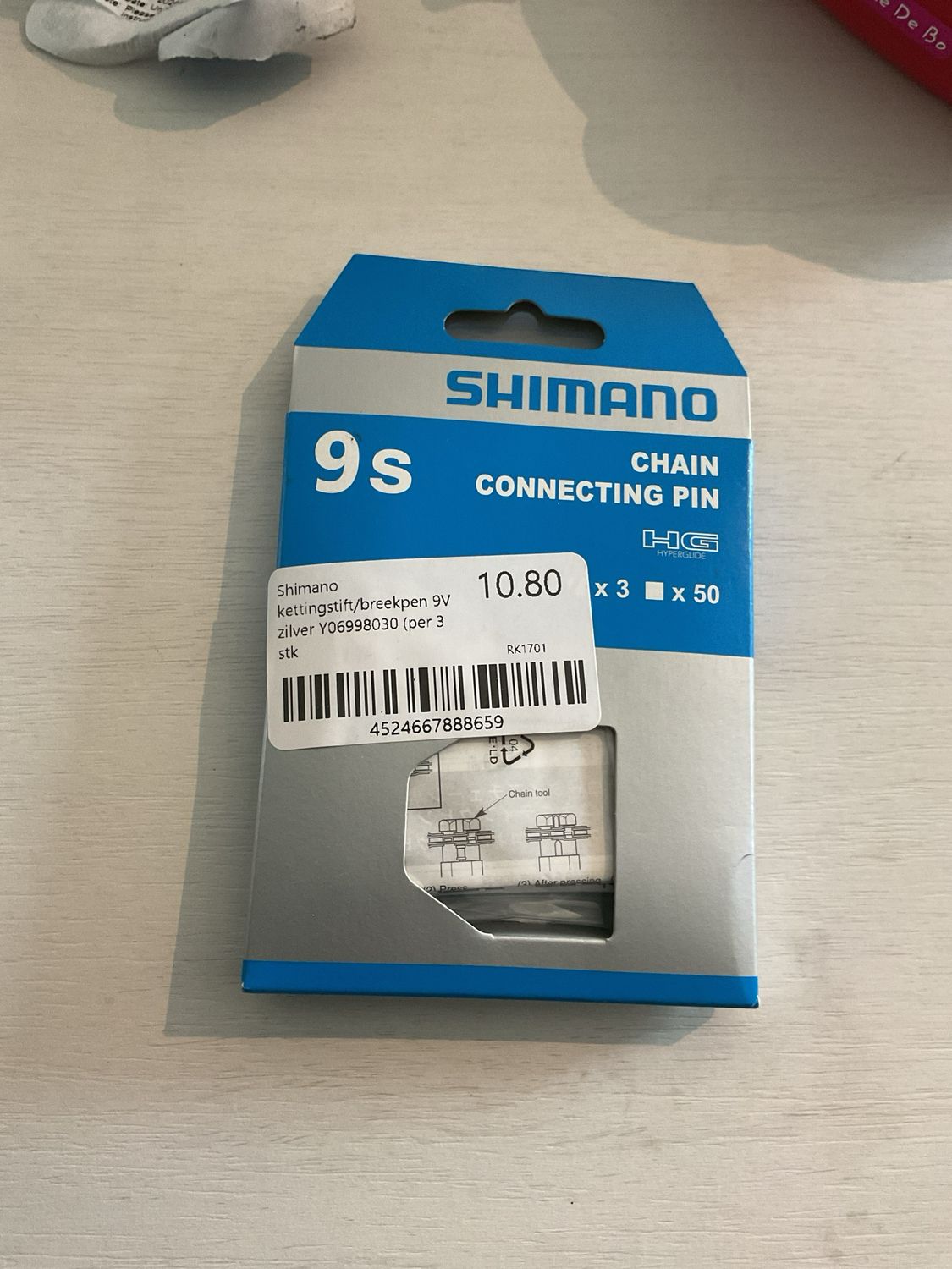 Shimano kettingstift/breekpen 9V zilver Y06998030 (per 3 stk