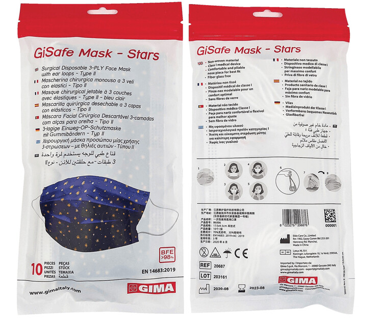 Chirurgisch masker - STARS - 10 flowpacks