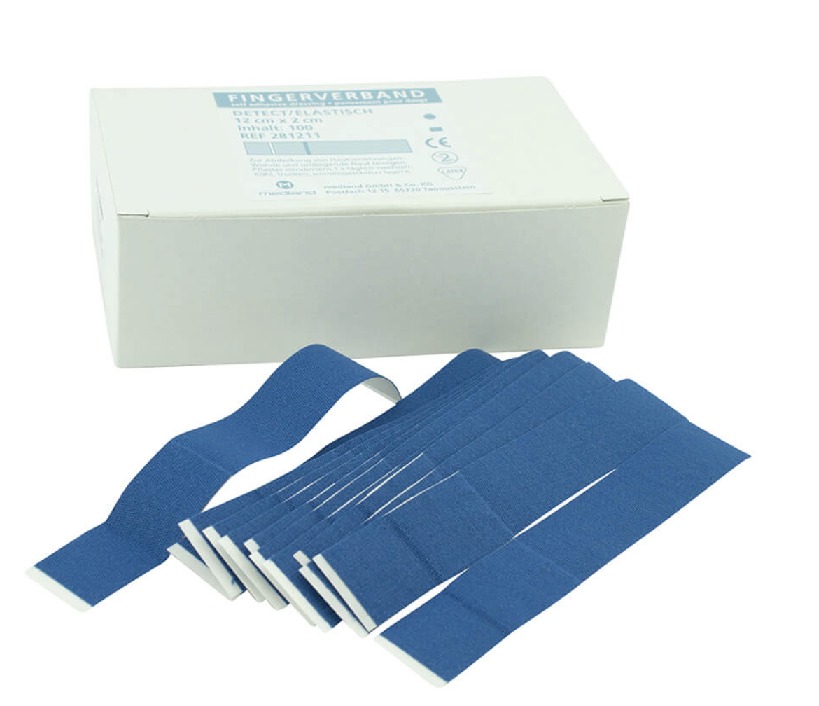 Detecteerbare vinger wondpleisters 12 x 2 cm