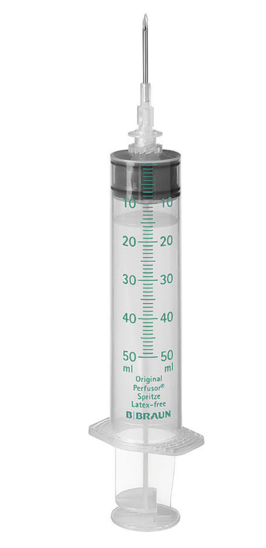 Perfusie-spuit BRAUN 50 ml met naald
1,7 x 2,0 mm 14G