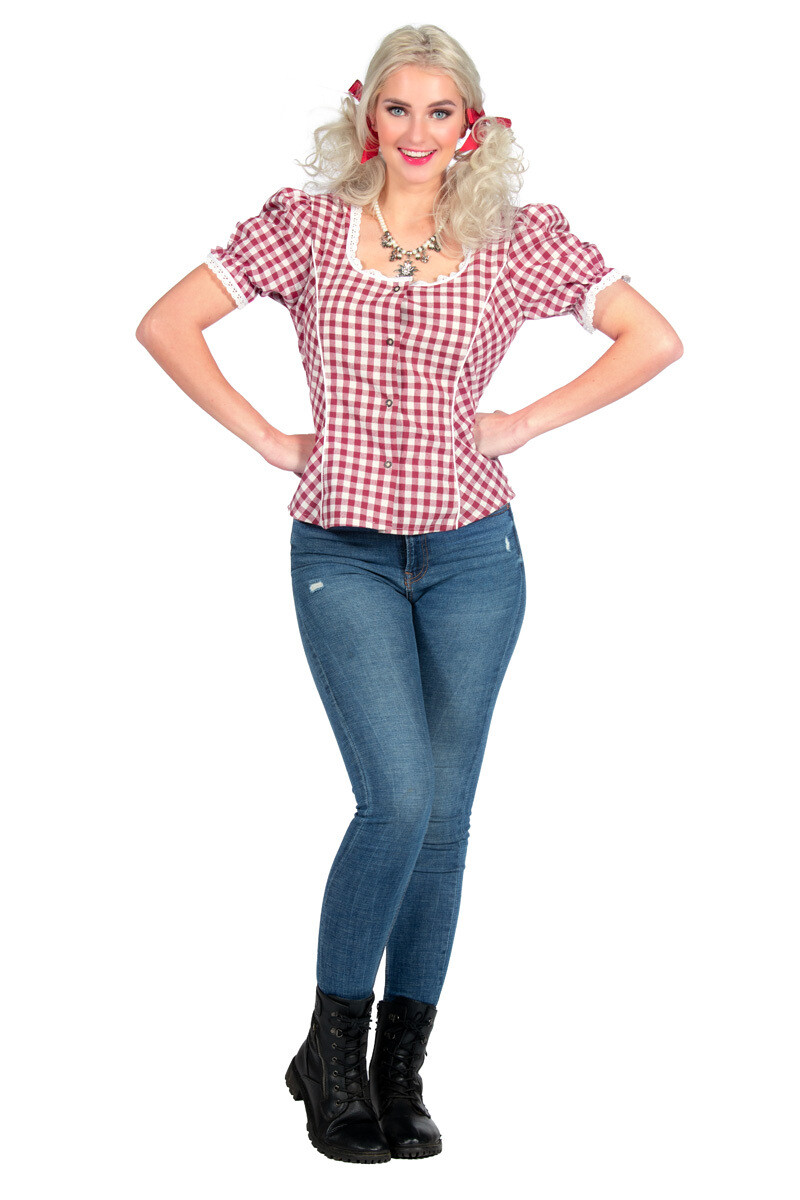 Tiroler Blouse Bordeaux/Wit