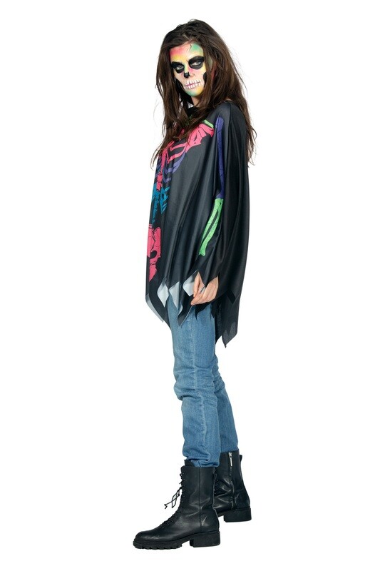 Poncho Skelet Zwart/Multi