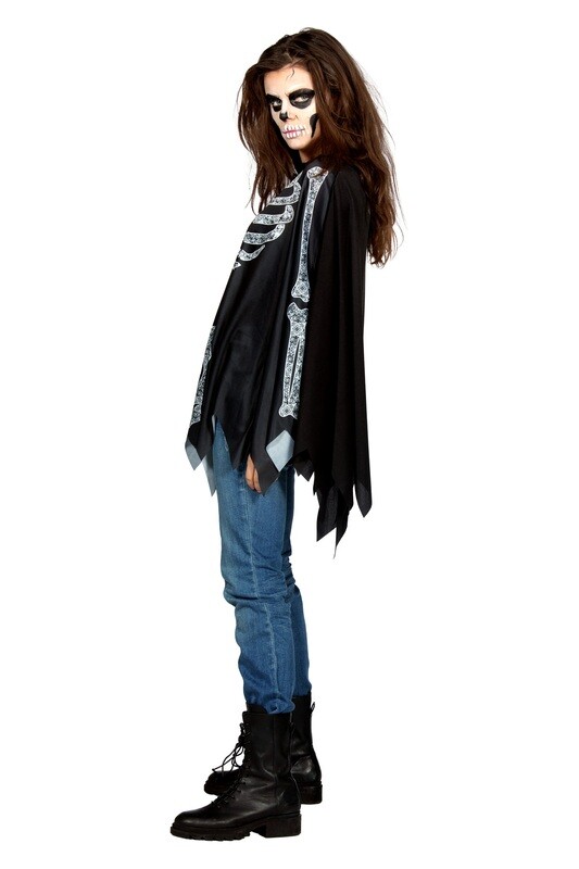 Poncho Skelet Zwart/Wit