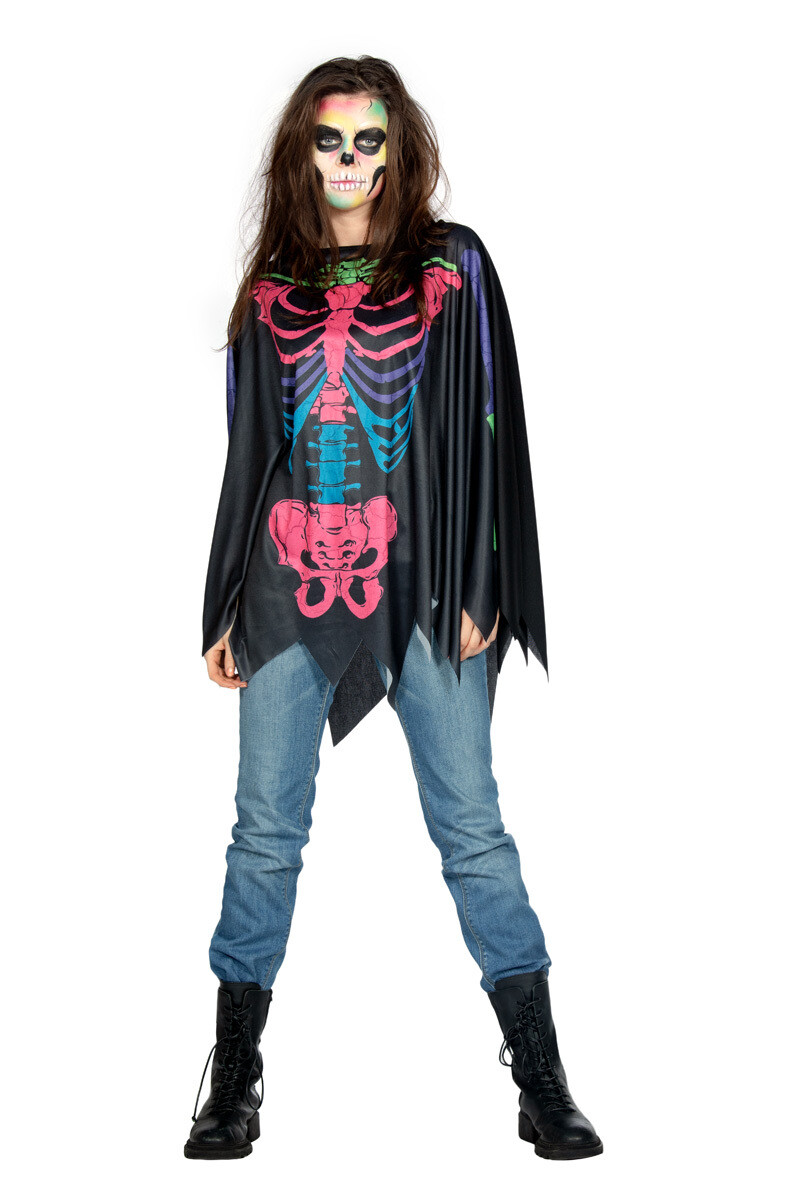 Poncho Skelet Zwart/Multi