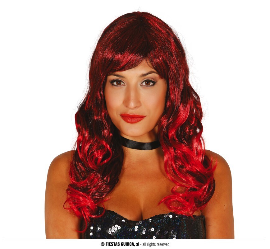 Curly wig with red streaks