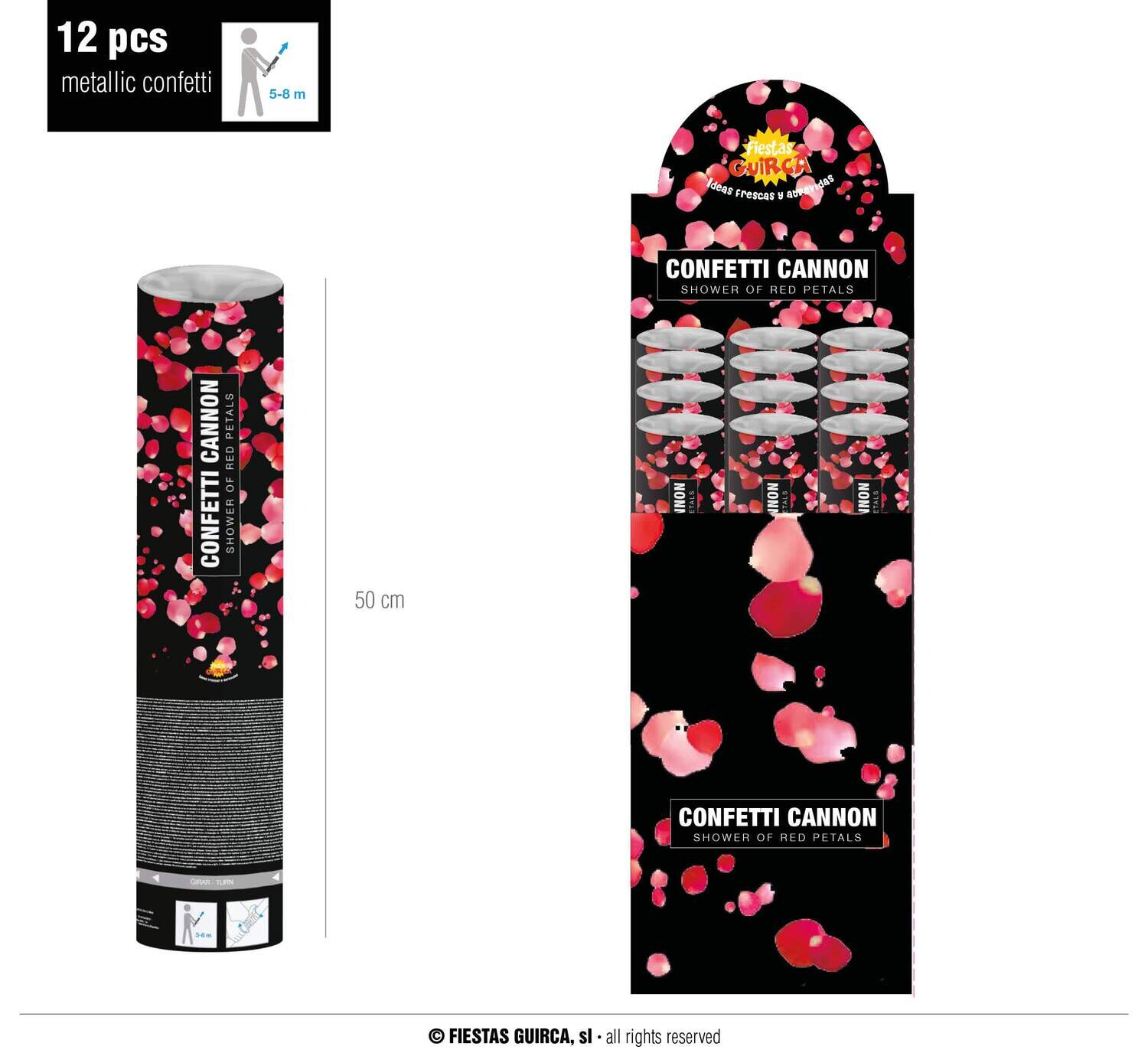 Red rose petal gun 50cm compressed air