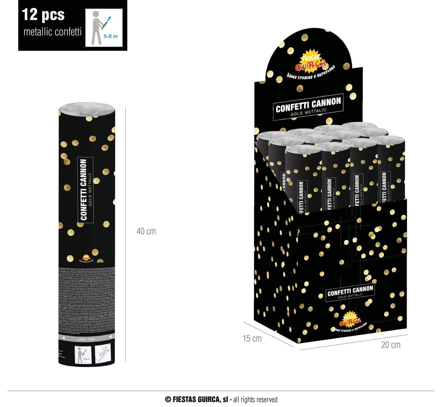 Multicolour metallic Confetti Gun 40cm