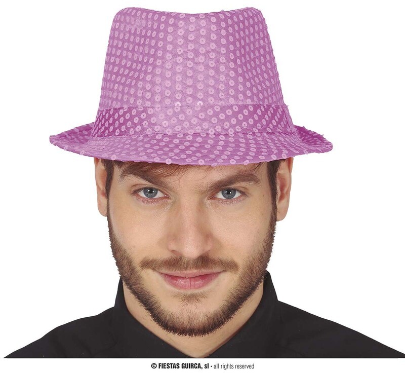 Pink sequined gangster hat