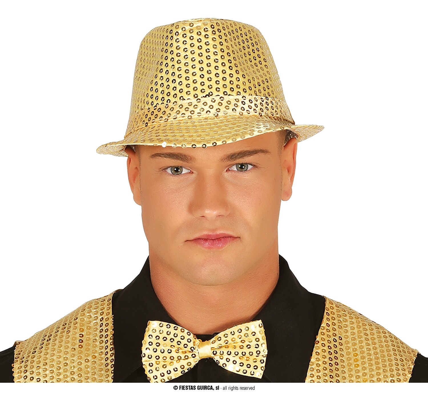 Golden sequin gangster hat