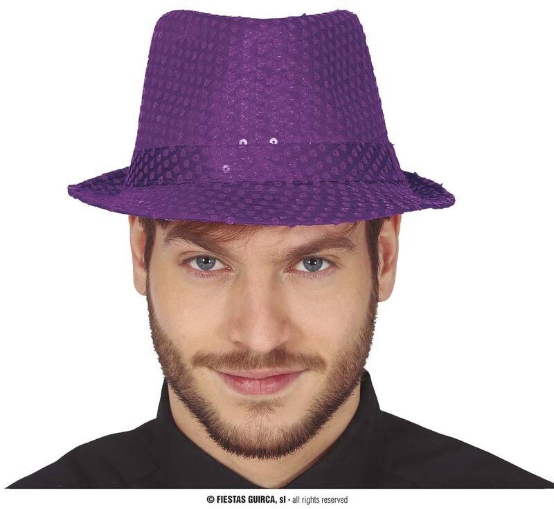 Purple sequined ganster hat