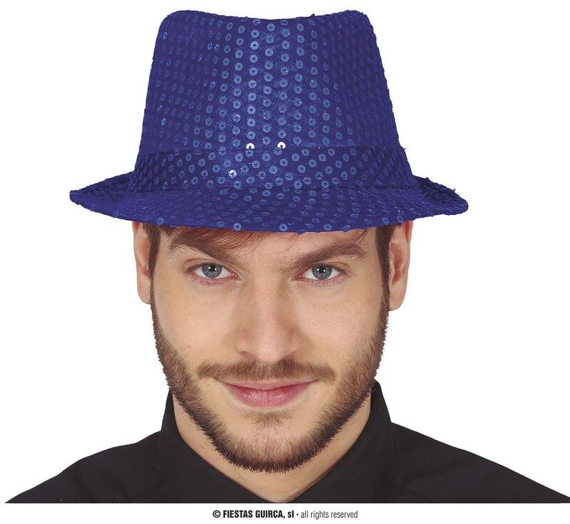 Blue sequined gangster hat