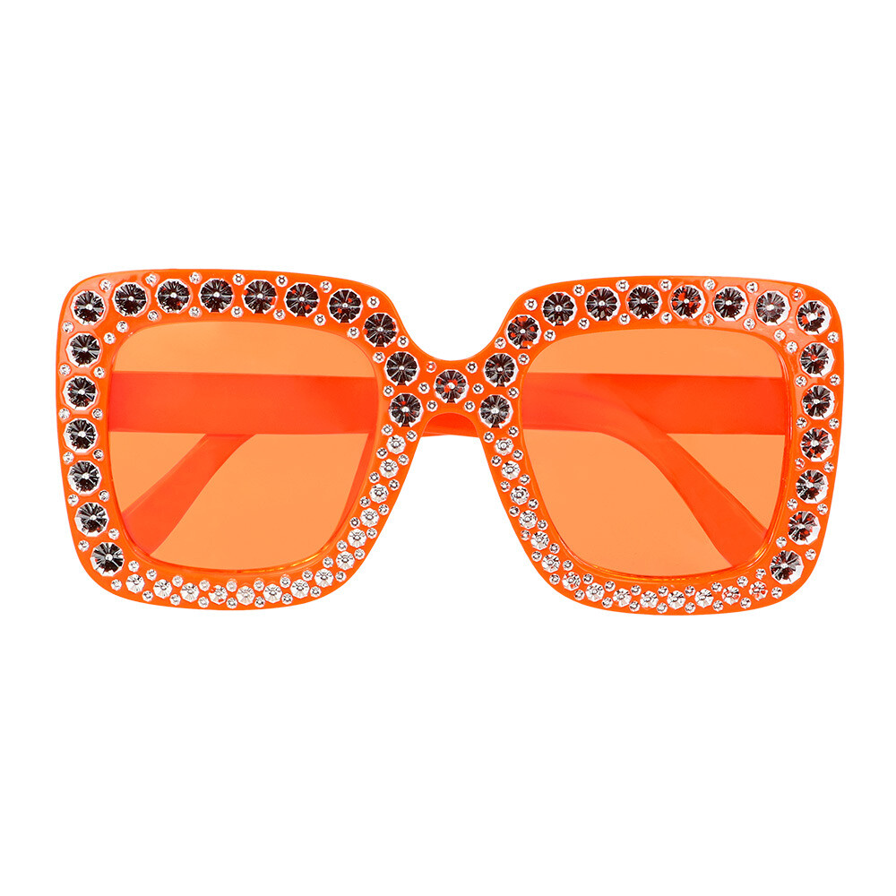 Partybril bling bling oranje
