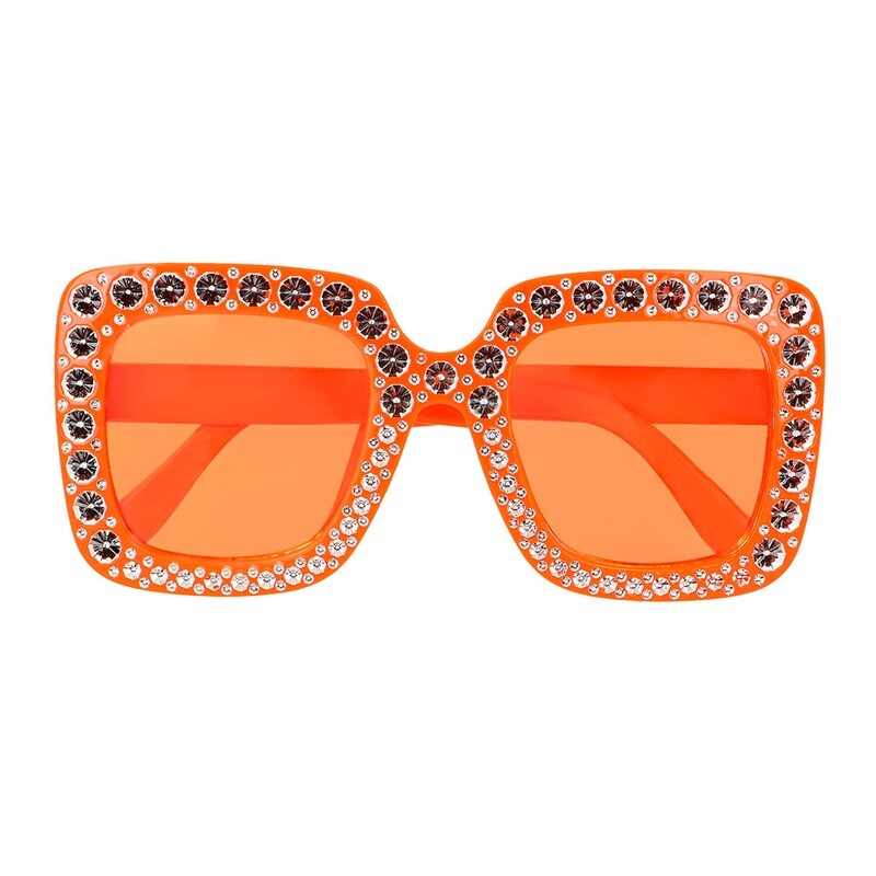 Partybril bling bling oranje