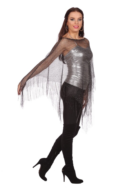 Poncho net -Zwart