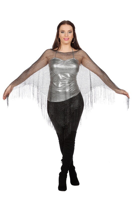 Poncho net -Zwart