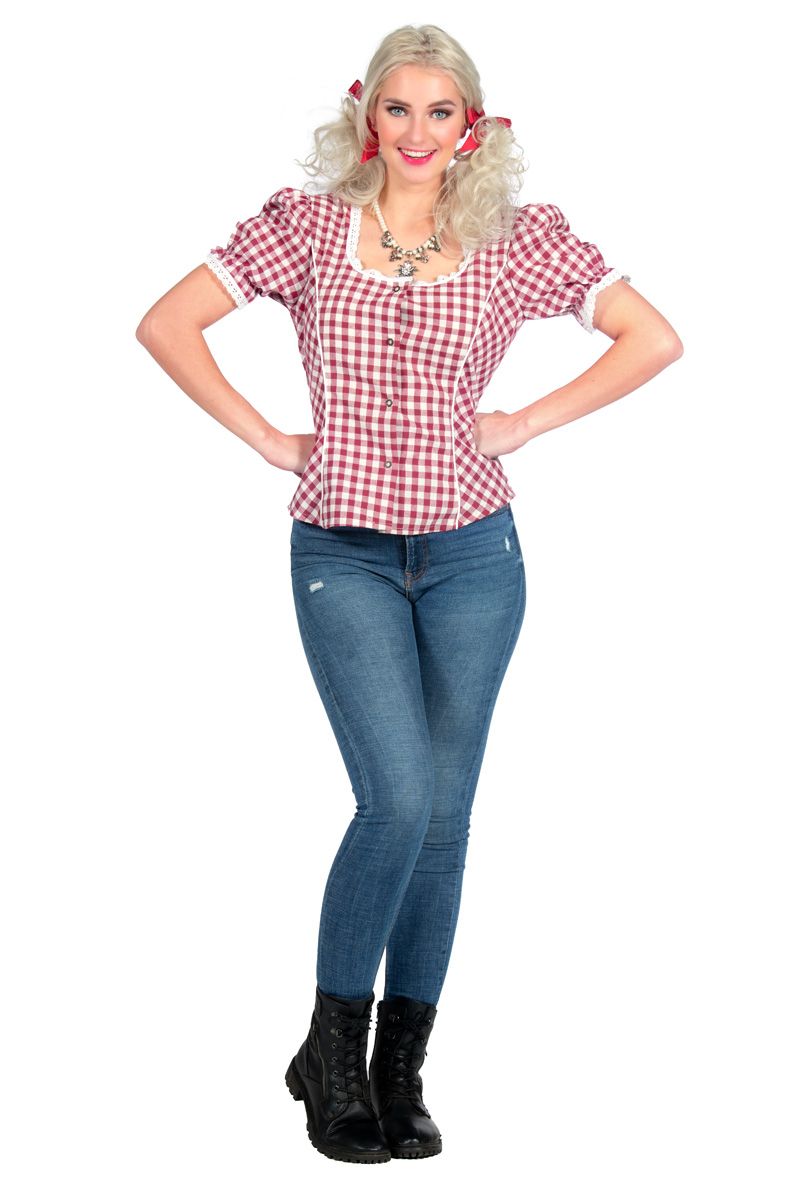 Tiroler Blouse Bordeaux/Wit
