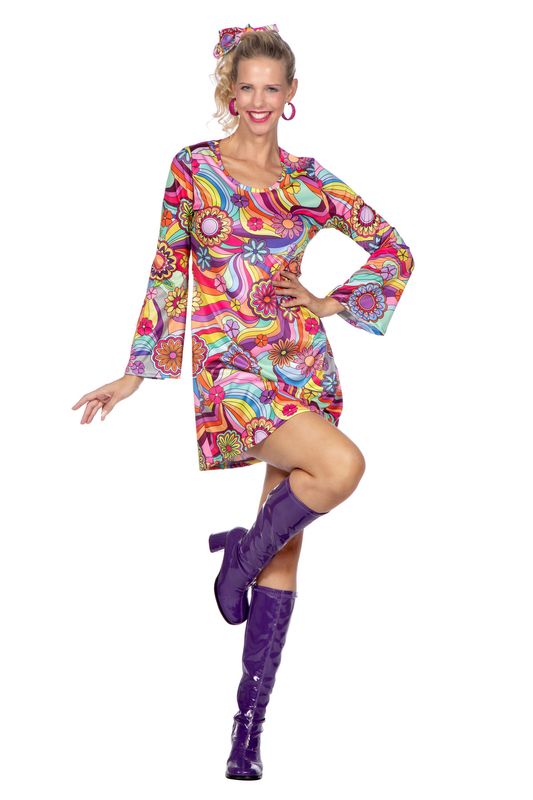 Hippie jurk roze bloemen