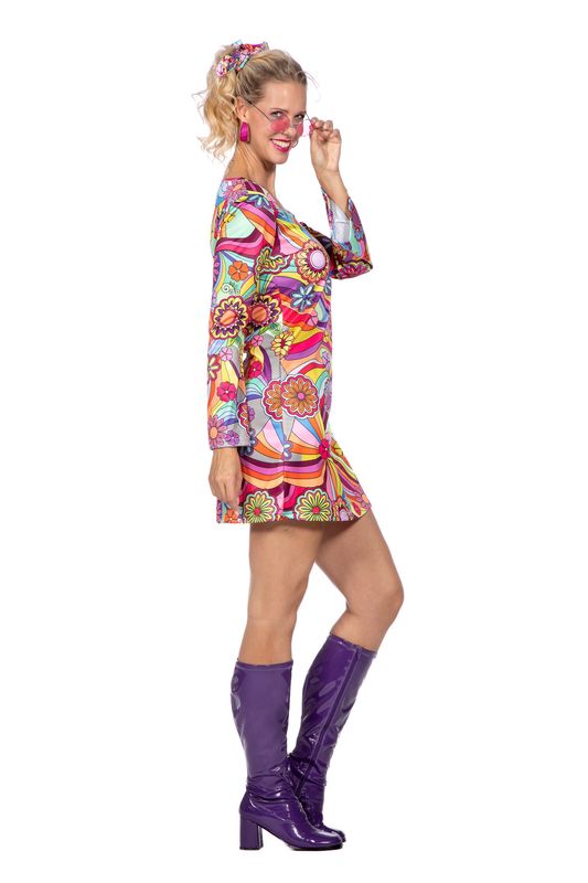 Hippie jurk roze bloemen
