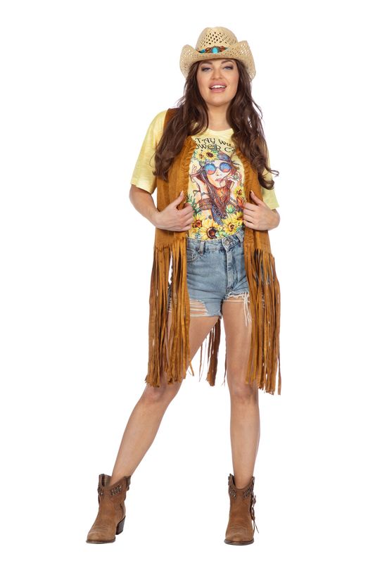 Vest Hippie lang met franjes