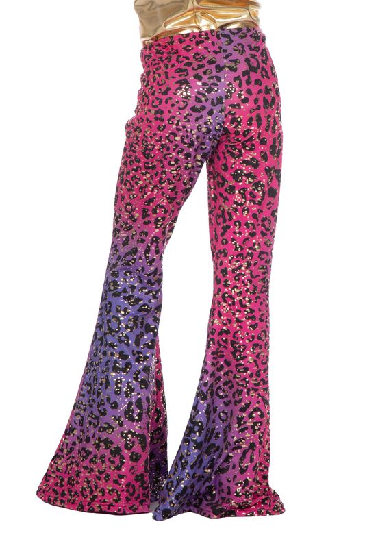 Hippiebroek panter sparkle paars/roze