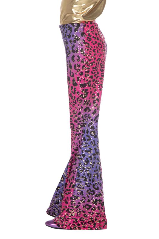 Hippiebroek panter sparkle paars/roze