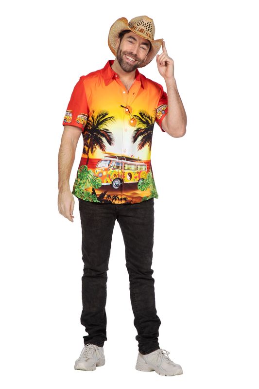 Hawaiishirt hippie busje oranje