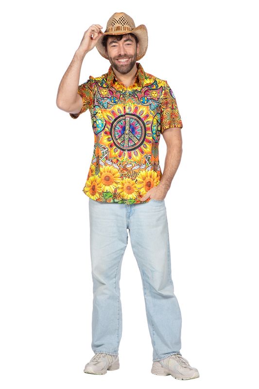 Party shirt hippie zonnebloem (V)