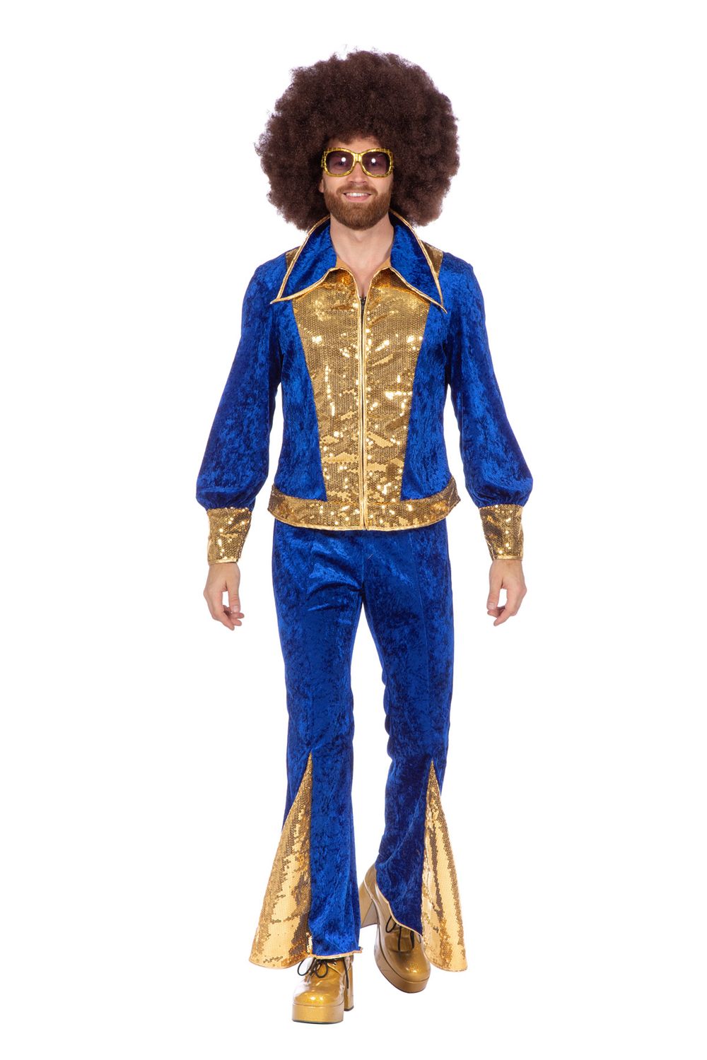 Glitter disco set blauw/goud