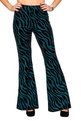 Party glitter broek flared groen