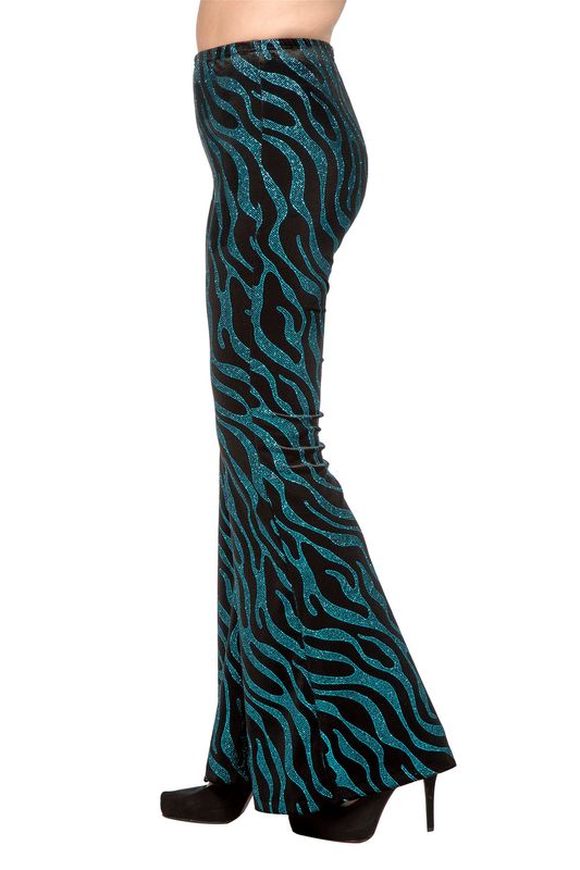 Party glitter broek flared groen