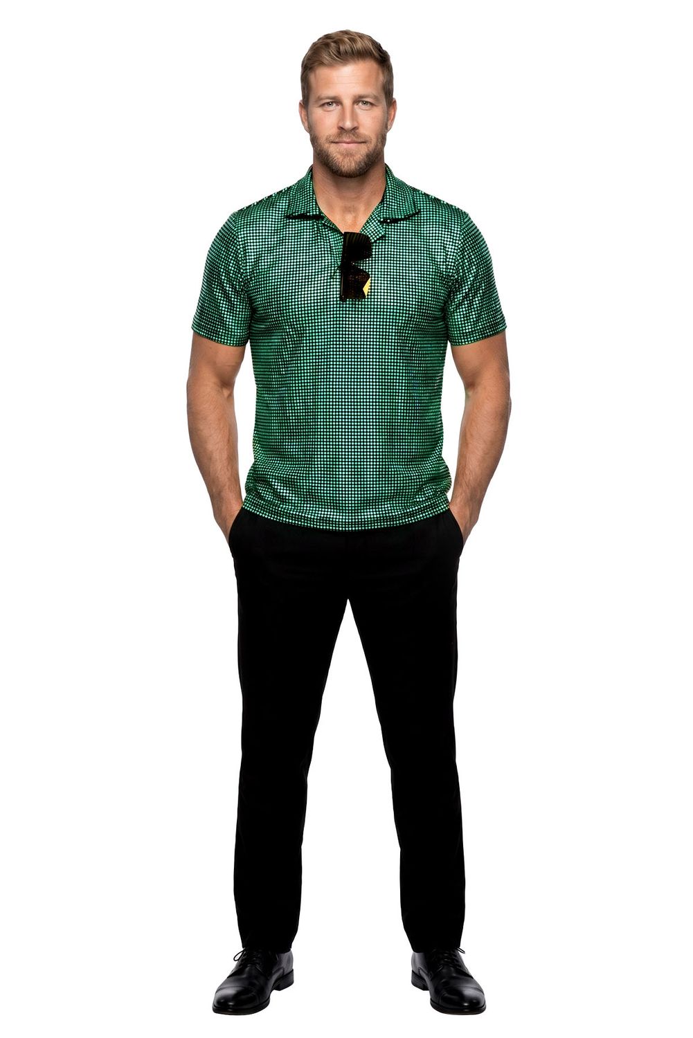 Polo velvet met glitter groen