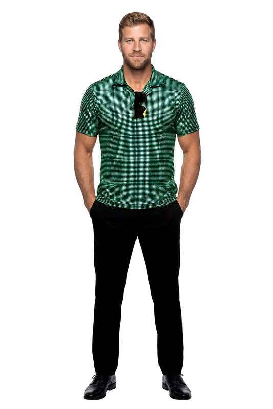 Polo velvet met glitter groen