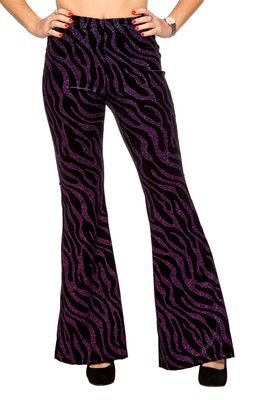 Party glitter broek flared fushia