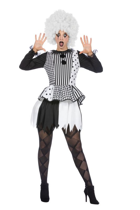 Pierrot jurkje zwart-wit