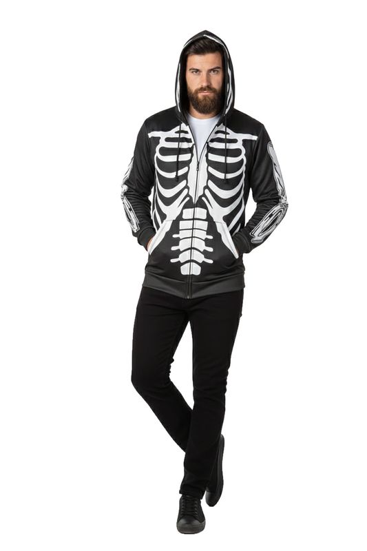 Hoodie met rits skelet