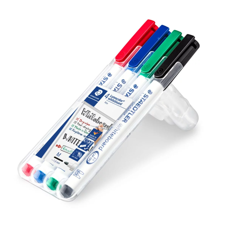 Lumocolor® whiteboard box met 4x pen 301 in geassorteerde kleuren
