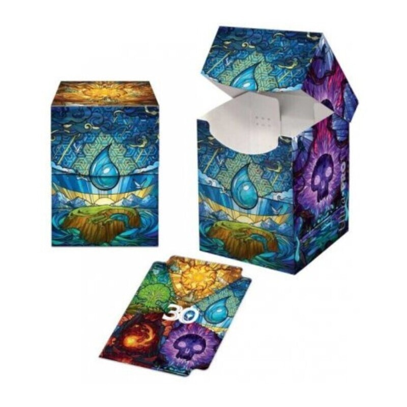 Deckbox + Sleeves 30th Anniverary - Glass Stained Mana Symbols & L'il Giri