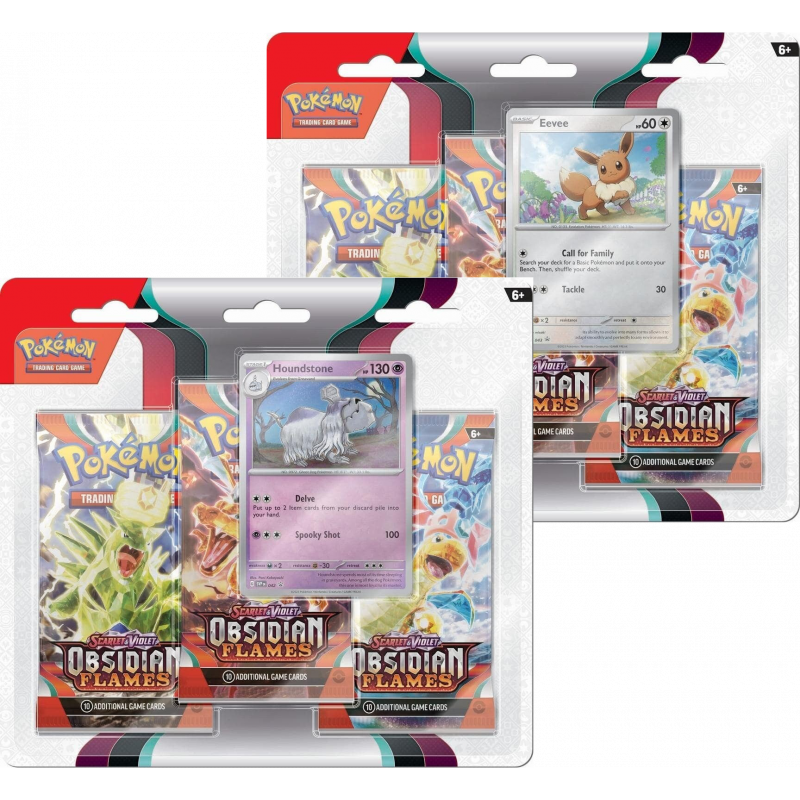Pokémon TCG - Obsidian Flames - 3-Pack blister Eevee of Houndstone  (Random Blister)