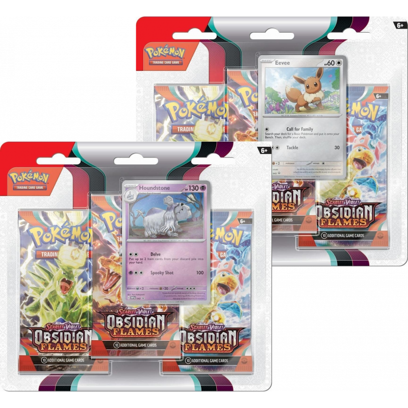 Pokémon TCG - Obsidian Flames - 3-Pack blister Eevee/Houndstone set (beide versies)
