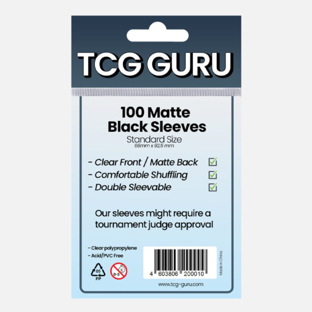 TCG GURU Sleeves - Black Standard Size Sleeves (100 stuks)
