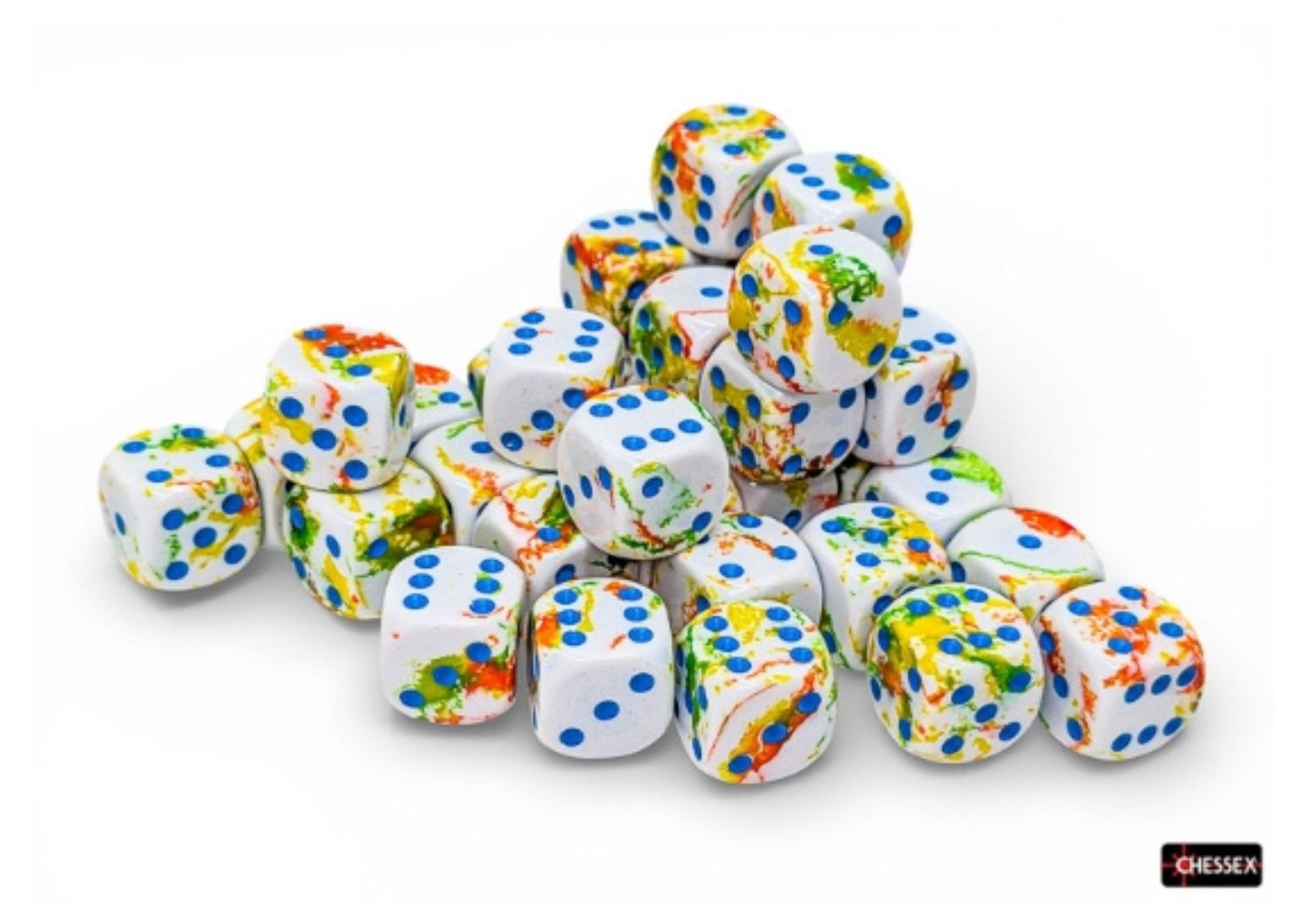 Chessex - Brush Breezy/Blue - 12mm D6 Dice Block – 36 Dobbelstenen