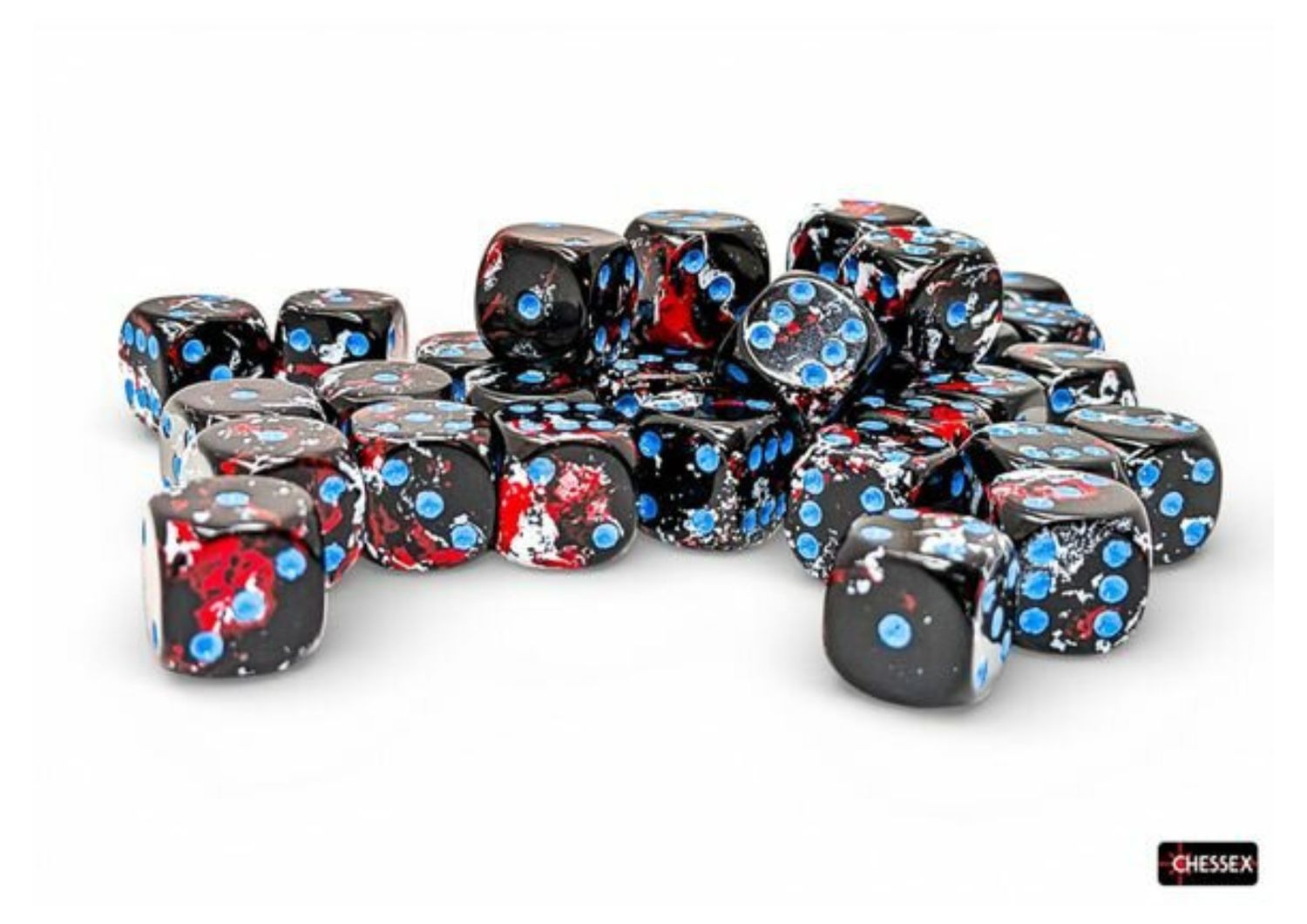 Chessex - Brush Dark Side - 16mm D6 Dice Block – 12 Dobbelstenen