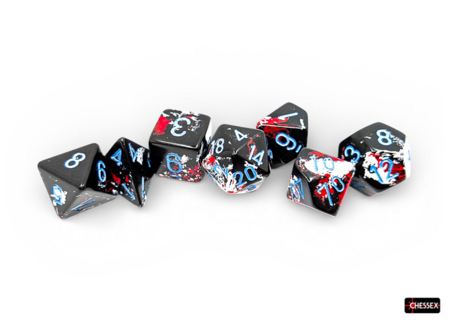 Chessex - Brush Dark Side/Blue - 7-Die Set – 7 RPG Dobbelstenen