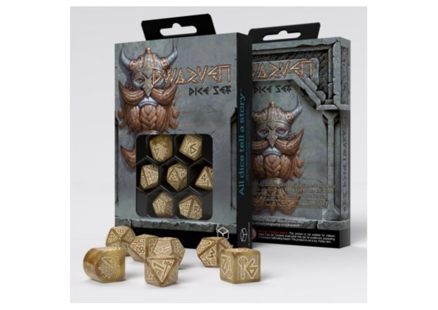 Q-Workshop - Dwarven RPG Dice Set Gold – 7-Delige RPG Dobbelset