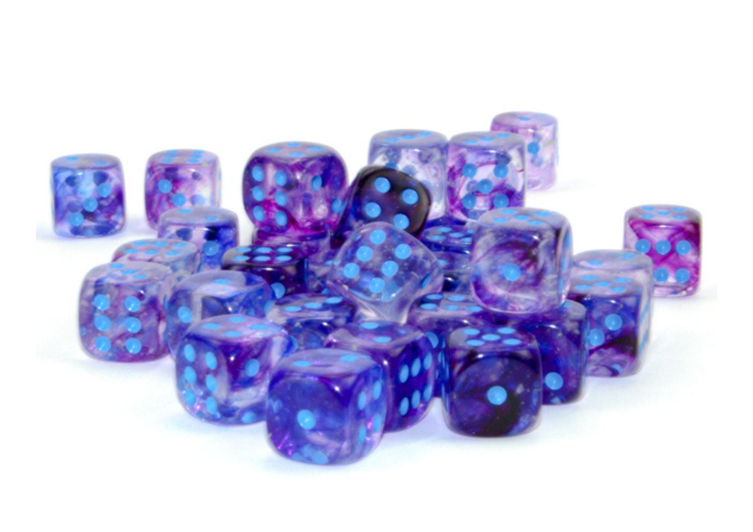 Chessex - Nocturnal/Blue Luminary - 12mm D6 Dice Block – 36 Dobbelstenen