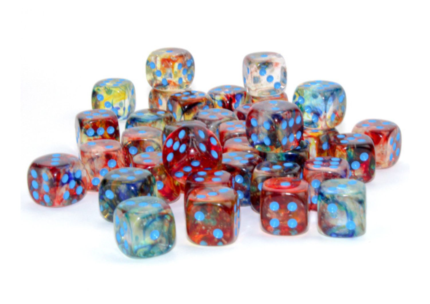 Chessex - Primary/Blue Luminary - 12mm D6 Dice Block – 36 Dobbelstenen