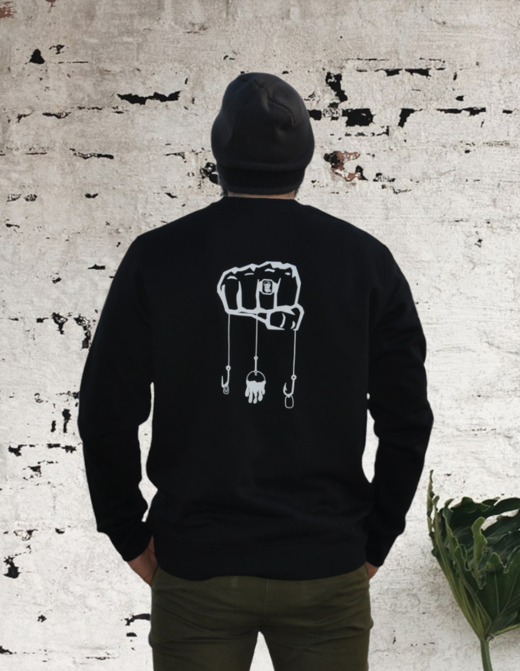 Pull ronde hals vuist (zwart)