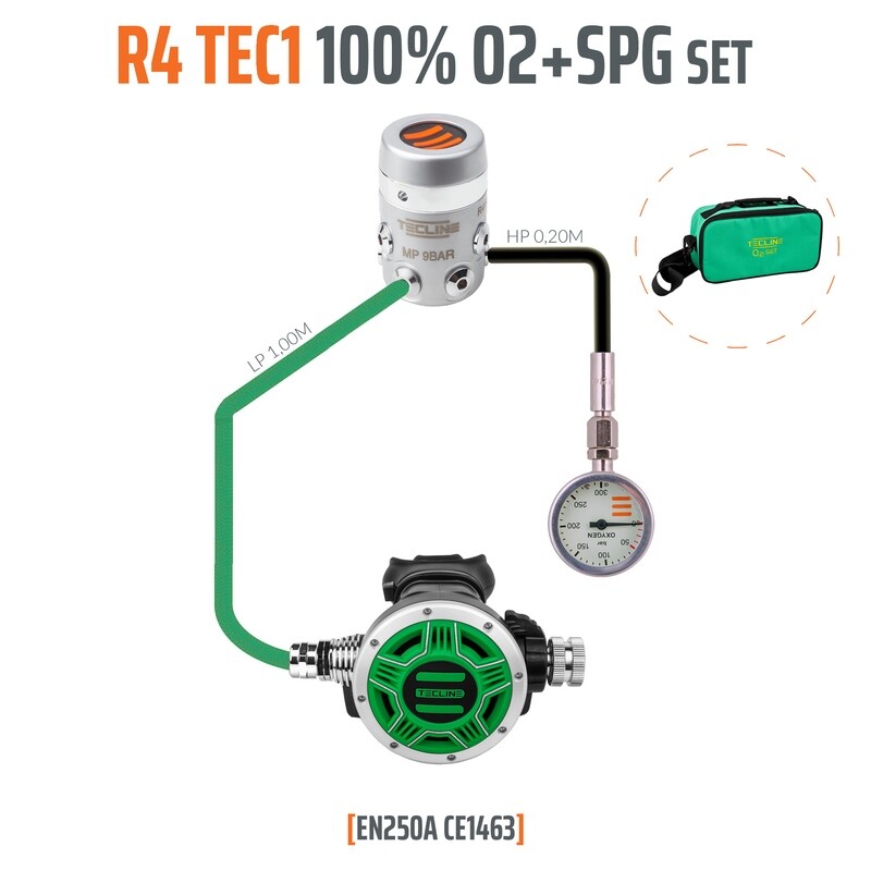 Regulator R4 TEC1 100% O2 M26x2 with SPG, stage se