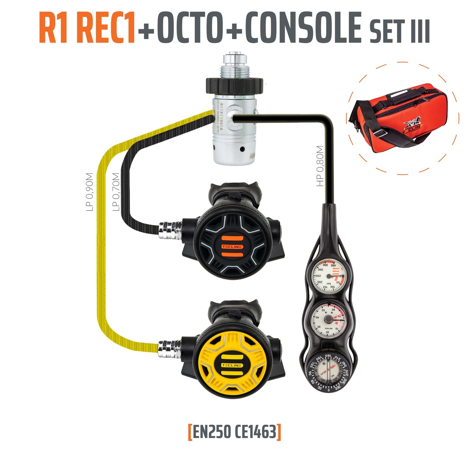 Regulator R1 - REC1 set III (octo + console SPG, DEPTH, COMPASS)